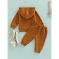 thumbnail image 5 of Elippeo Baby Girls Boys Sportswear Outfit 3M 6M 12M 18M 24M 3Y Solid Color Pullover Hoodie Sweatshirt Tops and Casual Drawstring Pants Set, 5 of 10