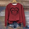 thumbnail image 2 of MIUOWANP Plus Size Sweatshirts for Womens Ladies Round Lovers Love Printed Sweater Long Sleeve Sweatshirt Wine L, 2 of 5