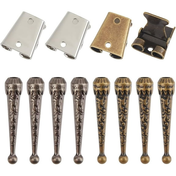 2 Colors Bolo Tie Making Kits Iron Bolo Tie Findings 4pcs Bolo Tie Slide Clasp 8pcs Alloy Bolo Tie Tips Replacement End Caps for Bracelet Jewelry Making DIY Craft Clothes Decor