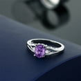 thumbnail image 4 of Gem Stone King 925 Sterling Silver Purple Amethyst and White Lab Grown Diamond 3 Stone Engagement Ring for Women | 1.23 Cttw | Oval 8X6MM | Round 2MM | Gemstone February Birthstone | Size 5, 4 of 4