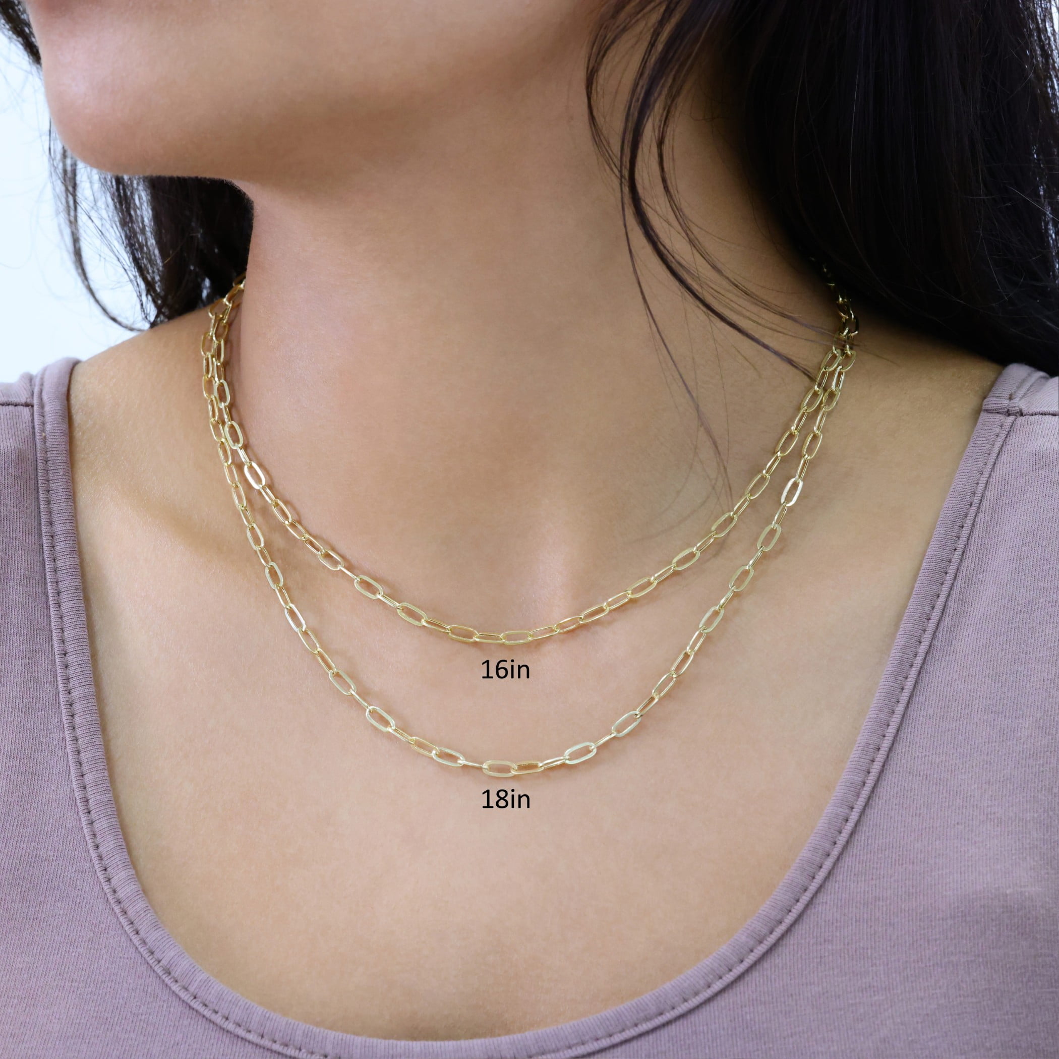 Nuragold 10k Real Yellow Gold Paperclip 3mm Elongated Cable Link Necklace (16"-24") Dainty Italian Jewelry for Men & Women