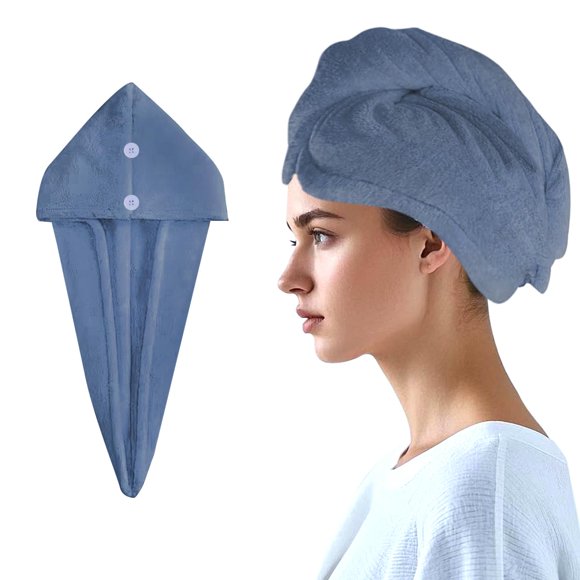 Agkxhdec Toalla De Microfibra De Doble Capa, Turbantes Para El Cabello Para Secar El Cabello Mojado, Envoltura Para El Cabello Para Mujeres (El Color De La Imagen Es Solo Para Referencia) (Azul Oscuro