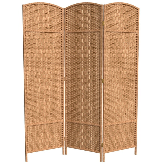 Red Lantern 6 ft. Tall Diamond Weave Fiber Room Divider - Natural - 3 Panel
