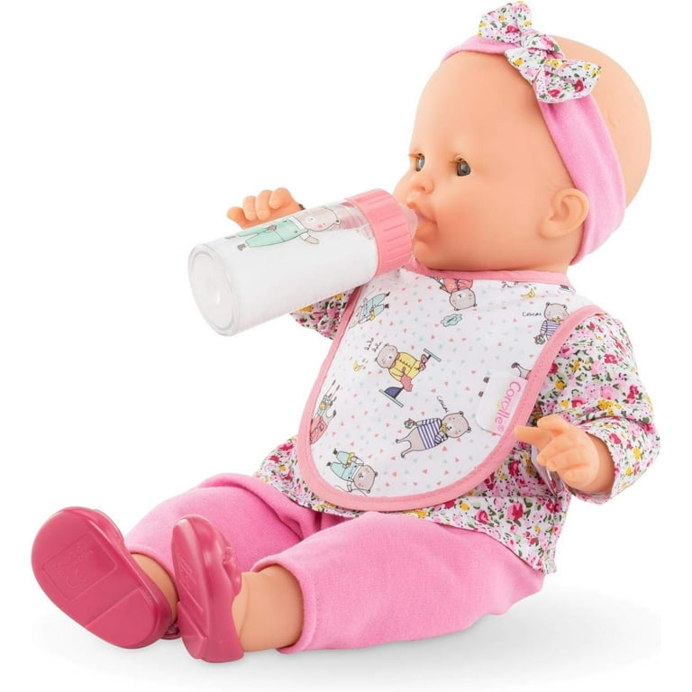 Corolle Bib and Magic Milk Bottle for 14-17-inch Baby Doll