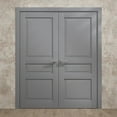 thumbnail image 3 of Interior Solid French Double Doors 36 x 80 inches | Ego 5012 Painted Grey Oak | Wood Interior Solid Panel Frame | Closet Bedroom Modern Doors, 3 of 5