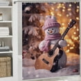 thumbnail image 5 of Christmas Snowman Snow House 4 Piece Shower Curtain Sets, Non-Slip Rugs, Toilet Lid Cover And Bath Mat, for Bathroom Decor Set, 72" X 72", 5 of 8