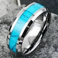 thumbnail image 3 of Tungsten Carbide Rings for Men Wedding Bands for Him 8mm Turquoise Center, 3 of 7