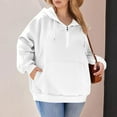 thumbnail image 4 of Lenpel Women's Plus Size Hoodies Long Sleeve Half Zip Drawstring Hooded Sweatshirts Casual Loose Pullover Tops with Pocket(White,X-Large), 4 of 4