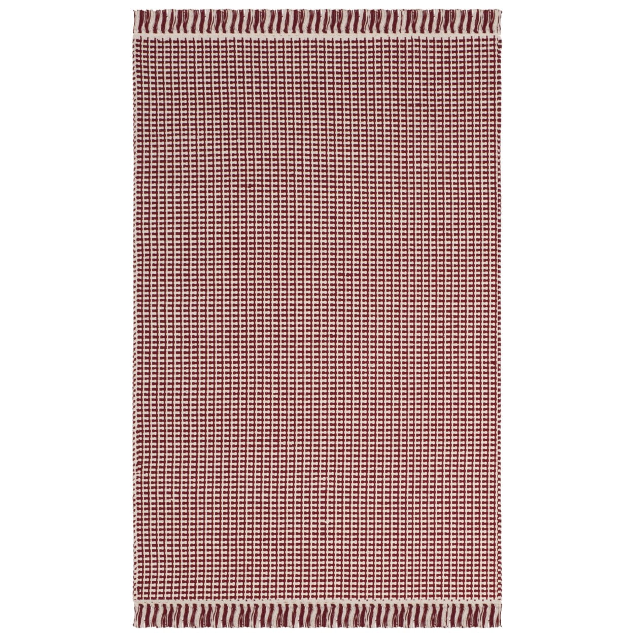 SAFAVIEH Montauk Patton Geometric Cotton Area Rug, Ivory/Red, 8' x 10'