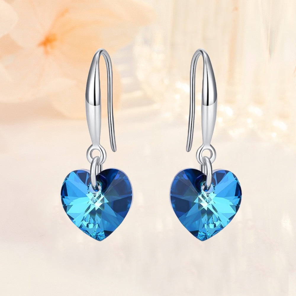 APIPEE S925 Sterling Silver Heart Hook Ocean Heart Earrings Jewelry