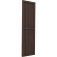 thumbnail image 2 of Ekena Millwork 14"W x 38"H Americraft Four Board Exterior Real Wood Two Equal Panel Framed Board-n-Batten Shutters (Per Pair), Raisin Brown, 2 of 9