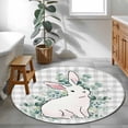 thumbnail image 3 of Round Rug 3.3Ft Washable Non-Slip, Easter Bunny Circle Area Rugs for Living Room Bedroom, Eucalyptus Leaves Rabbit Farmhouse Grey Plaid Indoor Floor Mats Carpet Runner for Home Decor Aesthetic, 3 of 8