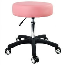 FURWOO Big Rolling Stool with Silent Wheels for Salon Massage Spa Round Thickening Cushions Shop Stool(Pink)