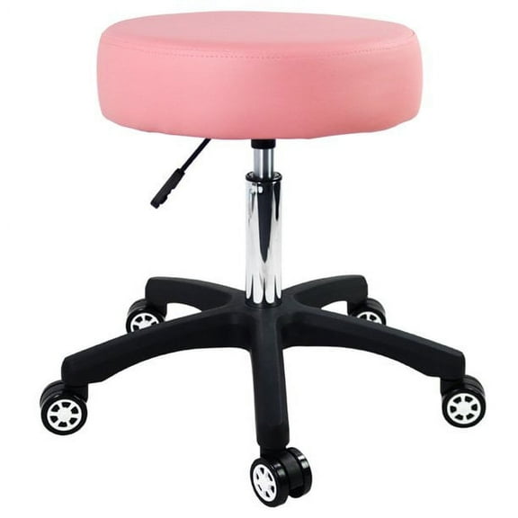 FURWOO Big Rolling Stool with Silent Wheels for Salon Massage Spa Round Thickening Cushions Shop Stool(Pink)