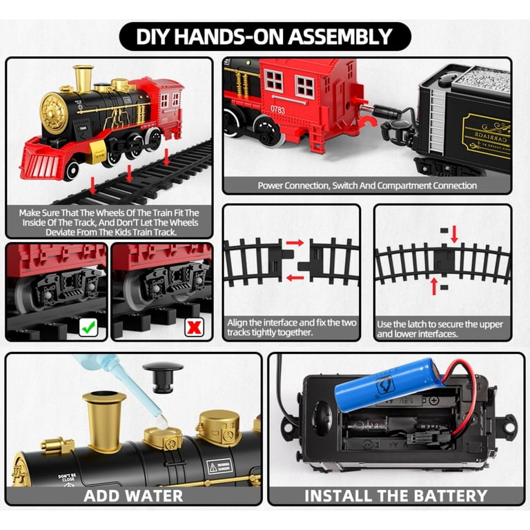 Lucky Doug 52 Piece Classic Electric Train Set for Kids Ages 2-8