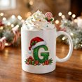 thumbnail image 4 of Christmas Alphabet Mug with Santa Hat - Ceramic Personalized A to Z Coffee Cup for Hot Cocoa Tea or Coffee, Festive Decor and Holiday Gift G, 4 of 6