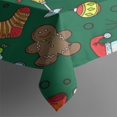 thumbnail image 3 of Green Christmas Santa and Snowman Pattern Rectangle Tablecloth 60"x84",Waterproof Polyester Rectangle Table Cloth, Wipeable Spillproof Polyester Tablecloth for Dining, Camping, Indoor and Outdoor, 3 of 5