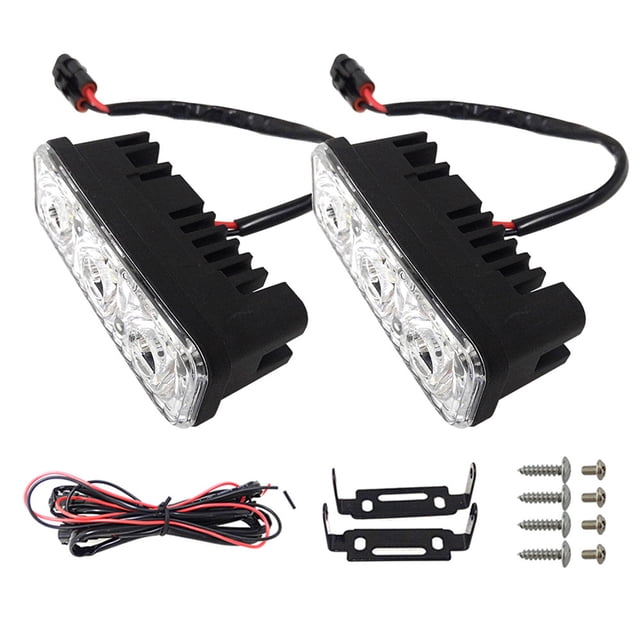 Riwesomey 2 uds luces LED impermeables para coche de alta potencia con lente DC 12V 6000K 6 luces LED para coche accesorios Bombillas para automóviles