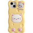 thumbnail image 1 of HAHDAXIA for iPhone 15 Pro Max Cheese Cat Case, Kawaii Phone Cases 3D Silicone Cartoon Case with Keychain Fun Apply to iPhone 15 Pro Max Cute Case Soft Rubber Shockproof Protective Case for W, 1 of 7
