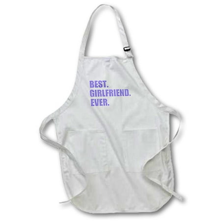3dRose Purple Best Girlfriend Ever text - anniversary valentines day gift, Medium Length Apron, 22 by 24-inch, With Pouch