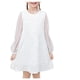 thumbnail image 1 of Vestido de Niña Blanco con Lentejuelas, Malla Transparente, Manga Larga, Fiesta, Certamen, Boda, 7 Años, 1 of 7