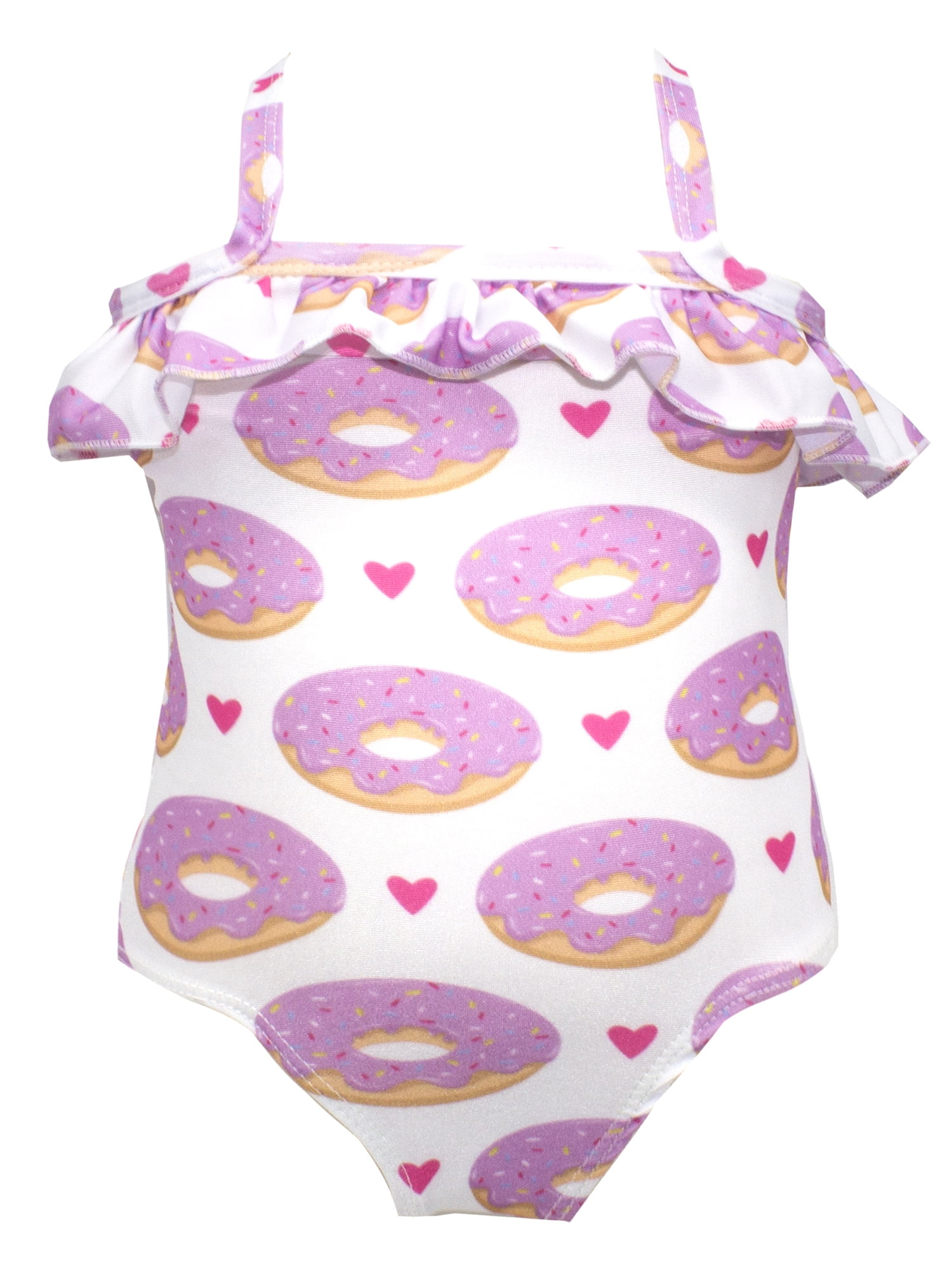 Baby Toddler Girls Lovely Donuts Patterned RuffledTier OnePiece