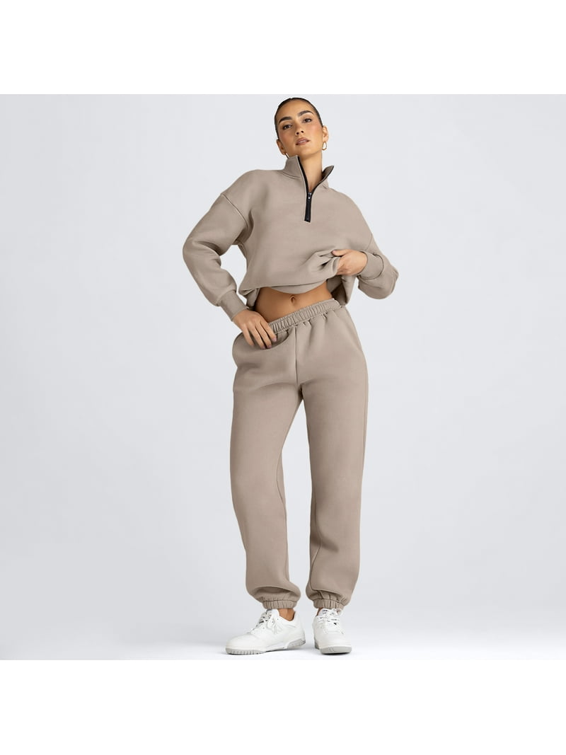SUNBS Women's Sweatsuits 2 Piece Outfits Long Sleeve Half Zip