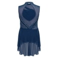 thumbnail image 4 of Aislor Girls Lyrical Dance Mock Neck Ruched Ballet Skirted Leotard Ballerina Ice Skating Dress Navy Blue 12, 4 of 7