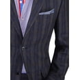 thumbnail image 5 of Mens Side Vent 2-piece Navy Windowpane Linen Modern Fit, 5 of 6