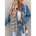 thumbnail image 4 of SHAR Women's denim jacket, long sleeve plaid button down shirt jacket, 4 of 5