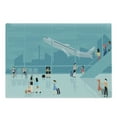 thumbnail image 1 of Airport Cutting Board, Cartoon Design Terminal Composition with Take Off Plane and People Walking Sitting, Decorative Tempered Glass Cutting and Serving Board, in 3 Sizes, by Ambesonne, 1 of 2