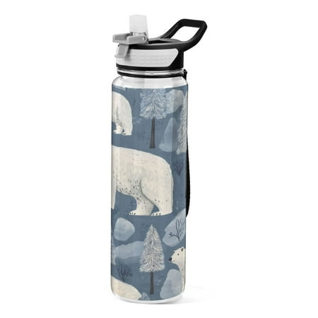 

Sports Water Bottle 1000ML Tritan Food Grade Clear Water Bottle Fitness Outdoor Sports BikeBeautiful Cartoon Polar Bear