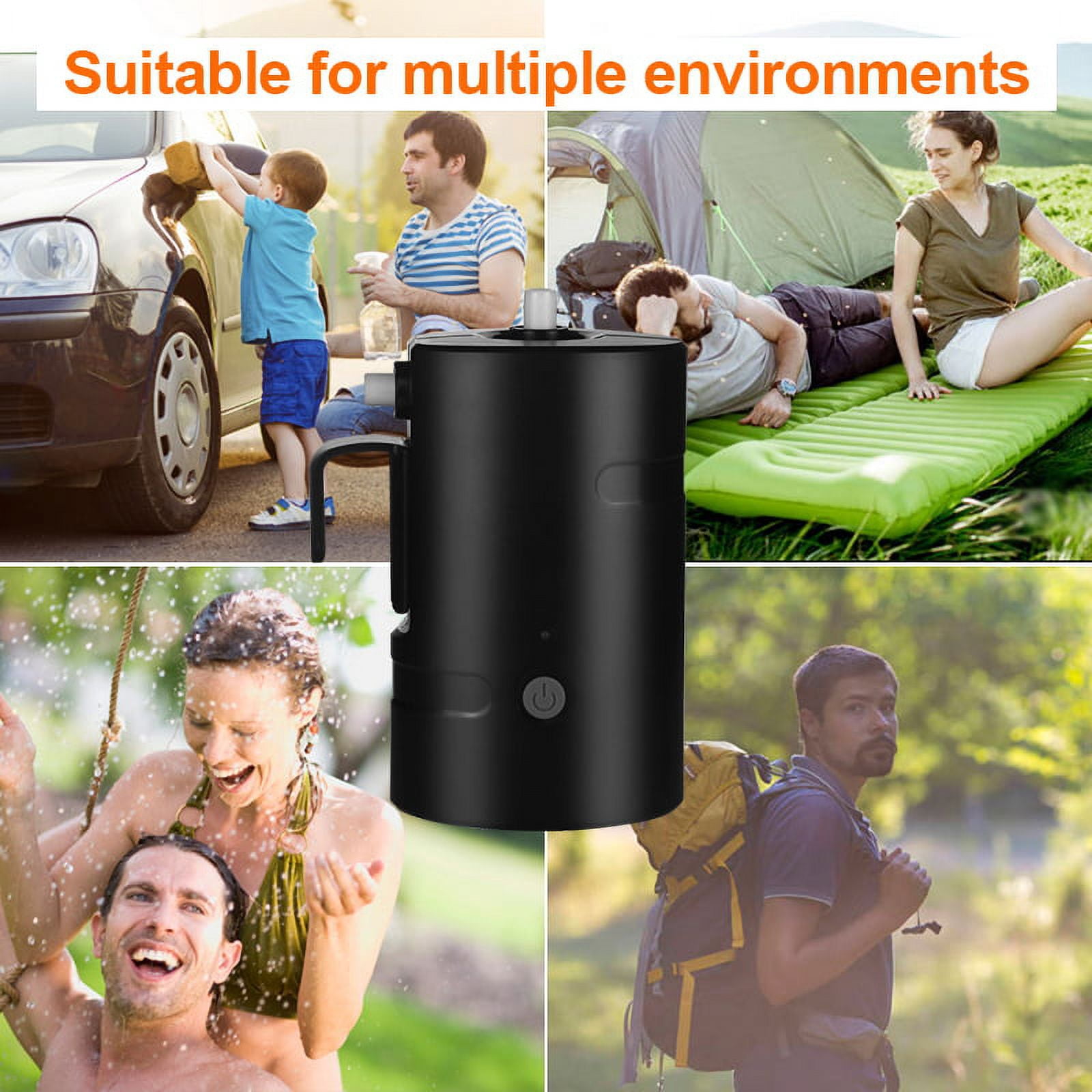Portable Outdoor Shower, 2 Flow Mode, 4400mAh Battery Powered Shower Pump for Hiking/Backpacking, Travel, Beach, Pet, Flowering, IPX7 Waterproof &USB Rechargeable Camping Shower with 3 LED Lights
