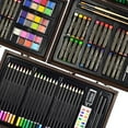 thumbnail image 2 of Bibana 145 Piece Deluxe Art Set, Wooden Art Box & Drawing Kit with Crayons, Oil Pastels, Colored Pencils, Watercolor Cakes, Sketch Pencils, Paint Brush, Sharpener, Eraser, Color Chart, 2 of 6