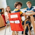 thumbnail image 6 of Training Room Chairback Pocket Storage Organizer 3 Pockets Oxford Cloth Chair Back Caddy with Name Label Slot for Workshop & Office Staff, 6 of 9