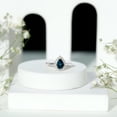 thumbnail image 5 of Rosec Jewels London Blue Topaz Teardrop Engagement Ring with Diamond Halo - 5X7 mm Pear Shaped - AAA Quality - with Jewelry Box, 18K White Gold, US 3.00, 5 of 8