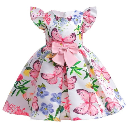 

BSDHBS Girl s Dress Summer Toddler Girls Dress Flying Sleeve Princess Butterflies Cartoon Dress for Children Clothing Fashion