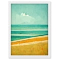thumbnail image 1 of Calm Sandy Beach Summer Scene In Ochre And Teal Minimalist Artwork Framed Wall Art Print A4, 1 of 4