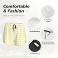 thumbnail image 4 of Balery Lemon Yellow Checkboard Pantalones cortos deportivos para mujer con forro y dos bolsillos, elásticos, para entrenamiento, gimnasio, yoga-Large, 4 of 7