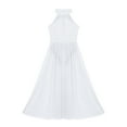 thumbnail image 3 of Moggemol Big Girls Mock Neck Cutout Back Praise Lyrical Dance Workout Maxi Dress Sleeveless Leotard White 12, 3 of 7