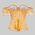 thumbnail image 4 of Women's Off-the-Shoulder Corset Top Ruffle Sleeve Sweetheart Neck Bustier Vintage Overbust Corset with Front Hook L, 4 of 5