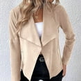 thumbnail image 5 of Veste de Ville en Suède pour Femmes avec Col à Revers et Manches Longues, Fine, Multicolore, Options de Taille, 5 of 5