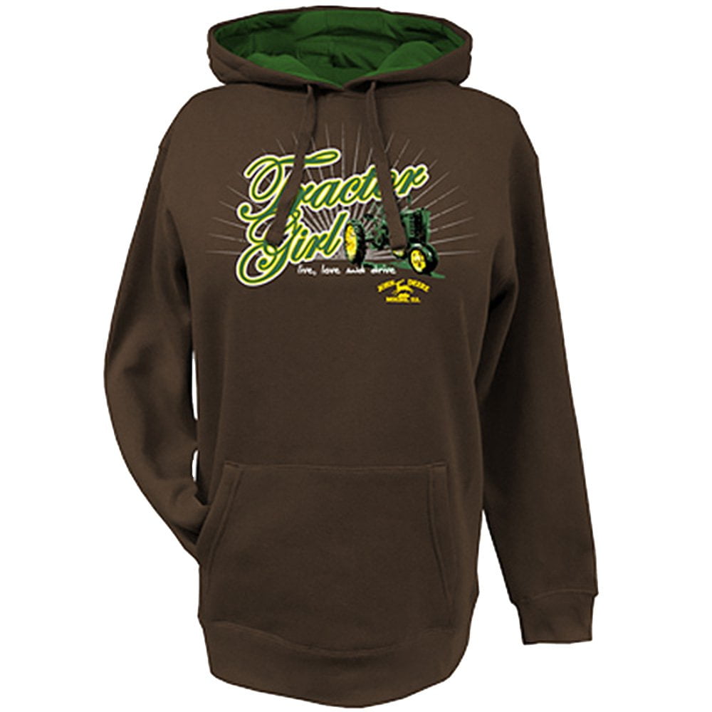 Ladies John Deere "Tractor Girl" Hoodie/Hooded Sweatshirt (Brown) 23025129