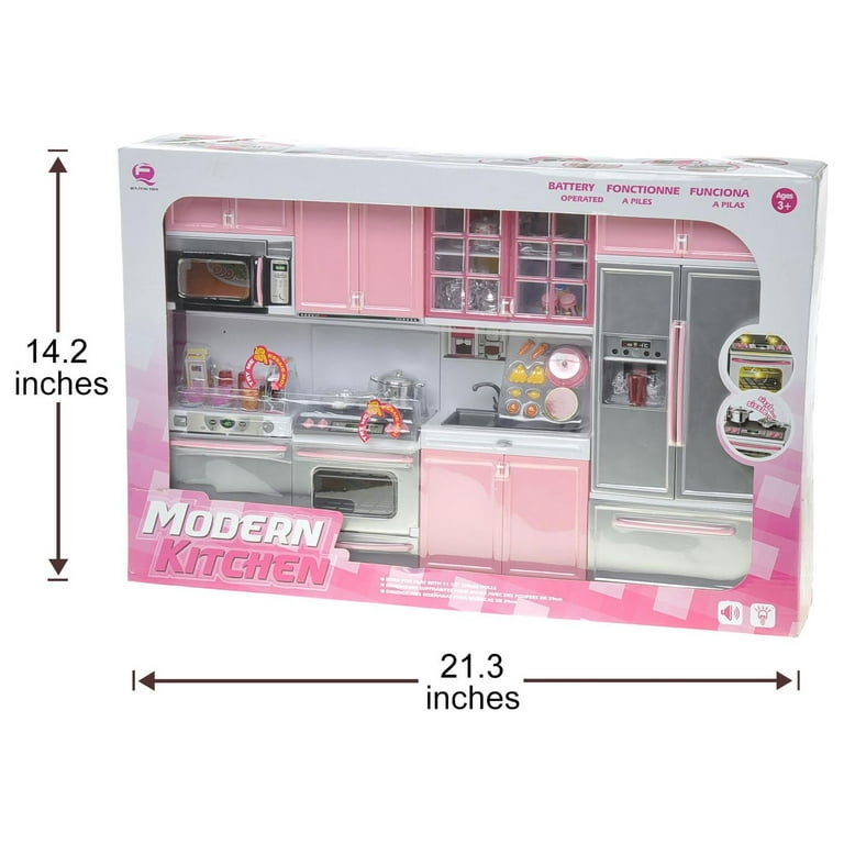 Kitchen Connection My Modern Kitchen Full Deluxe Kit Kitchen Playset with Toy Doll, Lights, and Sounds