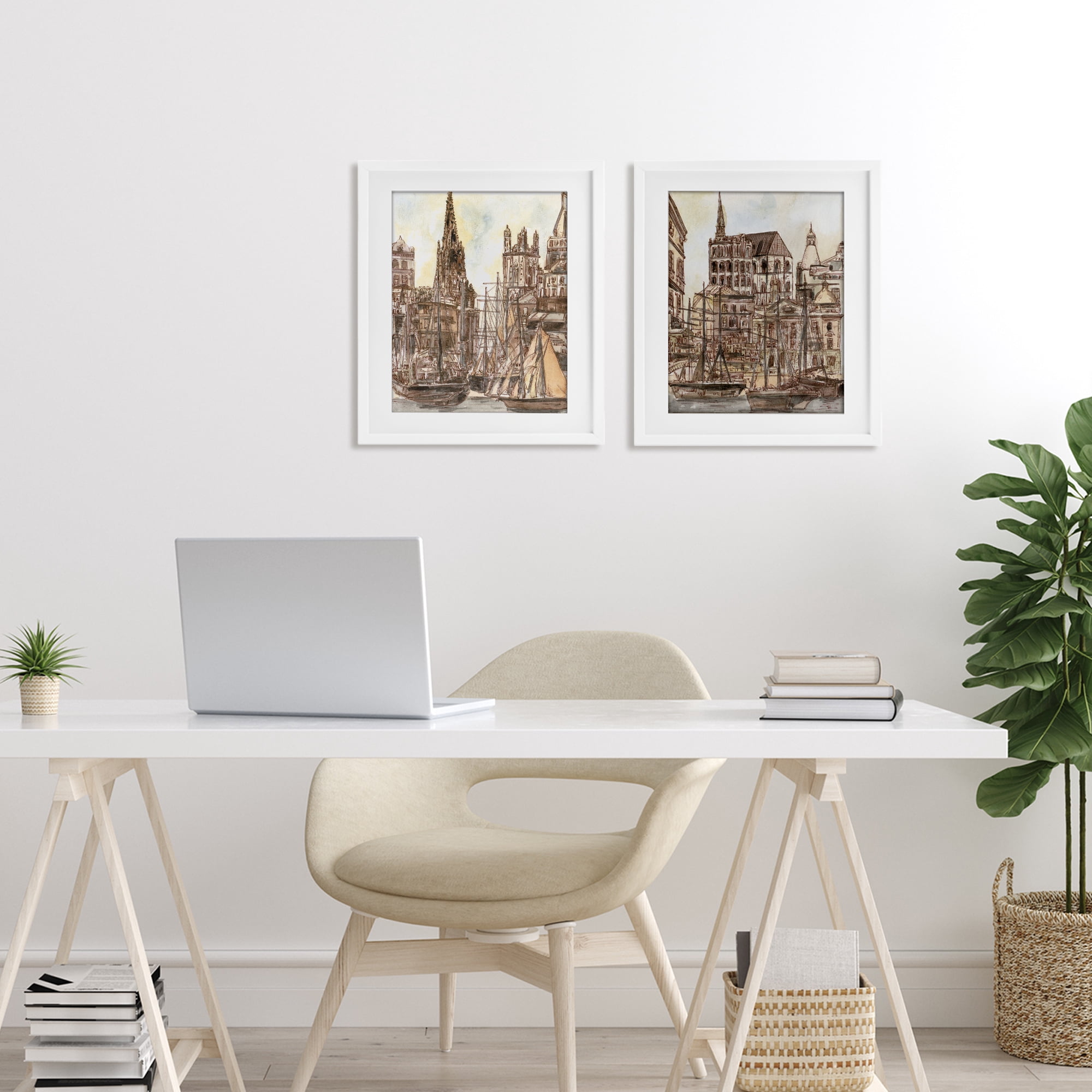 Stupell Industries Salted Remnants Pier 2 Piece White Framed Print Under Glass Set, design by Melissa Wang