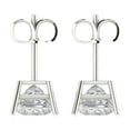 thumbnail image 4 of 3 Ct Princess Cut Studs Clear Moissanite 14K White Solid Solid Gold Everyday Dainty Earrings Push Back, 4 of 7