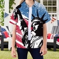 thumbnail image 2 of Staki Girls American Flag Button up Shirt Girls Classic Woven Button-Down Short-Sleeve Hawaiian Shirt with Pocket for Kids 4T 5T 404T(Navy,14-15 Years), 2 of 4