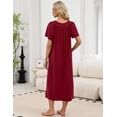thumbnail image 5 of EKOUAER Long Nightgowns for Women Short Sleeve House Dress with Pockets Mumu Dress, 5 of 6