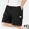 thumbnail image 4 of BXJX Boys Athletic Shorts, Casual Elastic Waist Quick-dry Multi-pocket Kids Shorts with Drawstring Black Size 16-17 T, 4 of 9