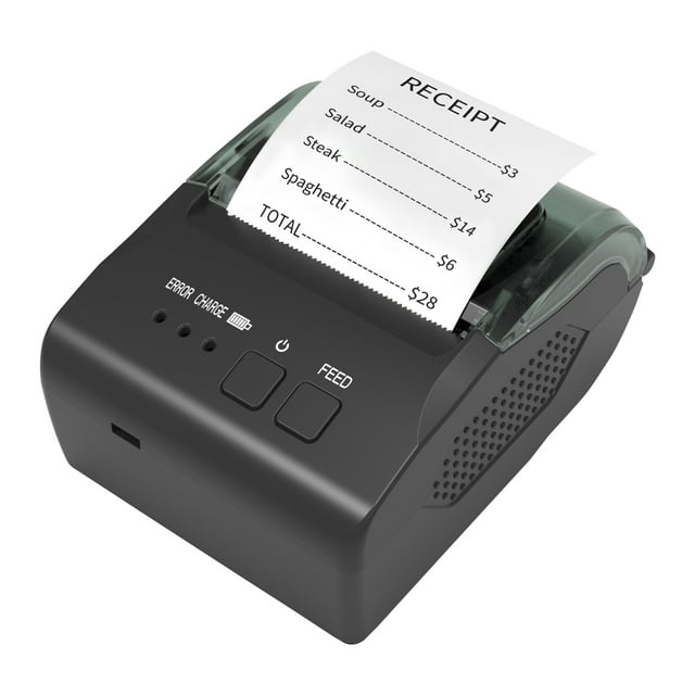 Graflsoa POS-5810DD Imprimante Thermique de Reçus 58mm avec USB & Bluetooth, Compatible avec Android/iOS/Windows, Batterie Intégrée, Noir, Inclut 1 Rouleau de Papier (Sans Prise)